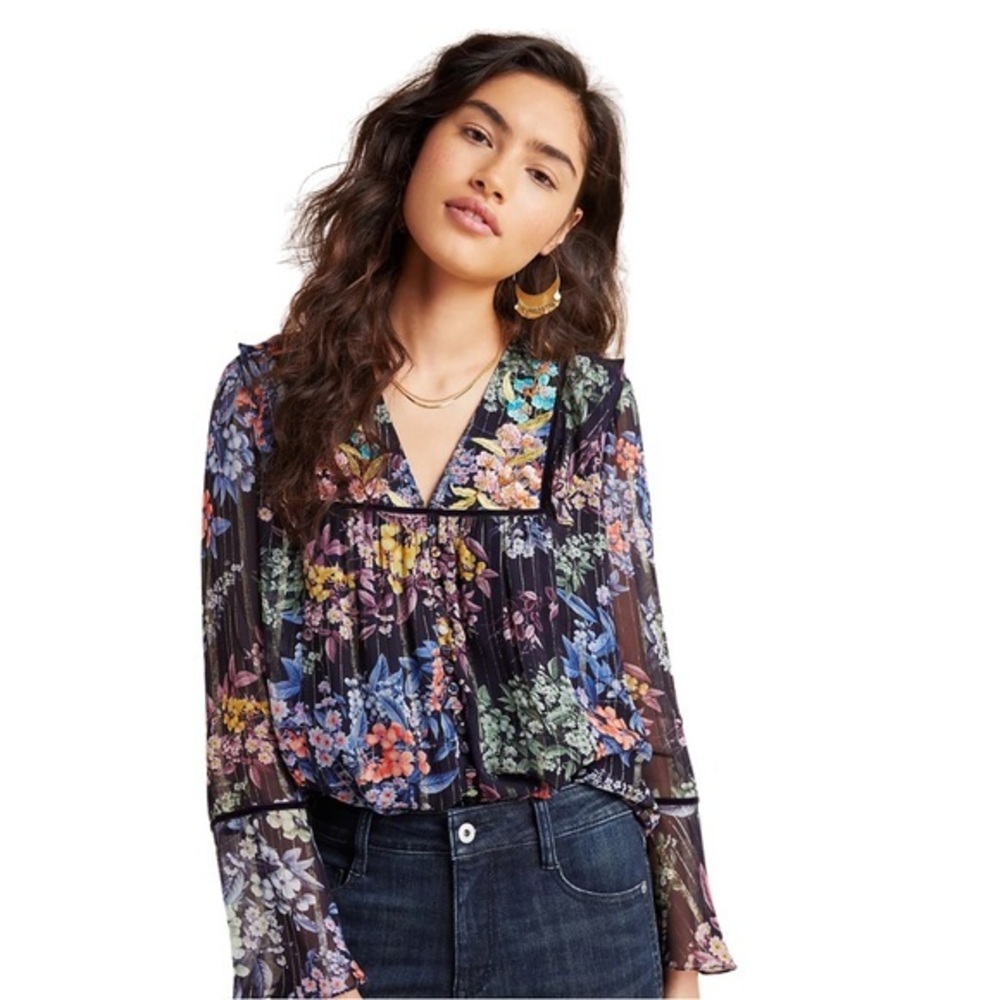 Vaneet Bahl for Anthropologie Vivienne Embroidered Blouse